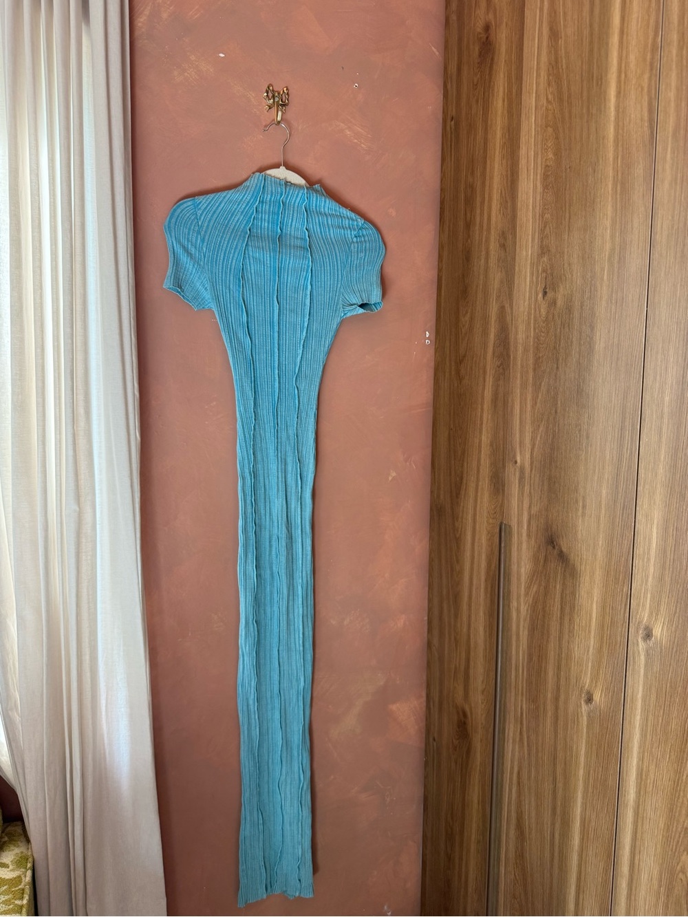 Fashion Nova Teal Ribbed Maxi Dress
